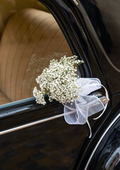 Flowers on a Wedding car Door