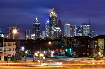Midtown Atlanta skyline and cityscape before sunrise 