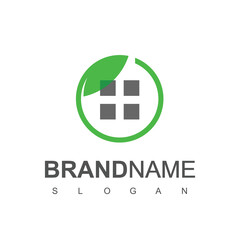 Green House Logo Design Template, Nature Building Symbol