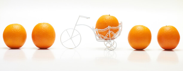 orange on bicicle
