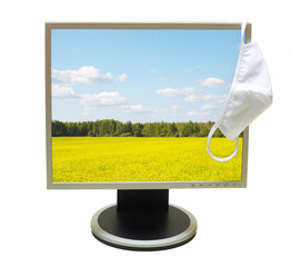 Computer screen with facemask