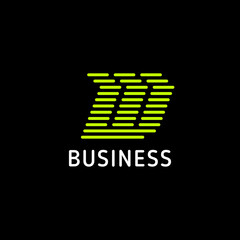 Bright green rounded lines sporty letter W arrow logo in black background