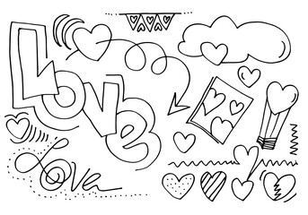 Set of love. Hand drawing. Doodle style. for your design.