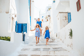 Family having fun outdoors on Mykonos island