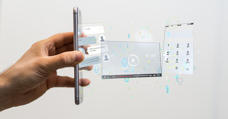virtual develop interface web application in hand