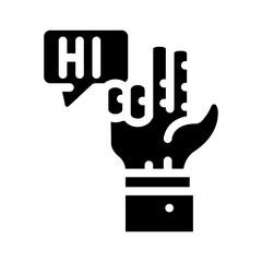 communication in sign language glyph icon vector. communication in sign language sign. isolated contour symbol black illustration