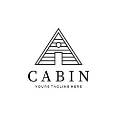 cabin logo line art minimalist vector design illustration