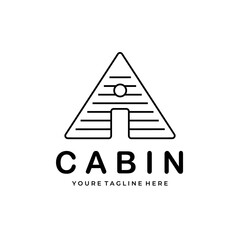 cabin logo line art minimalist vector design illustration