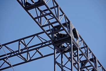 Scaffold a temporary stage construction for a big outdoor event