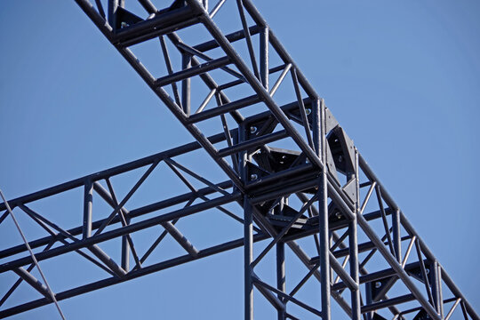 Scaffold a temporary stage construction for a big outdoor event