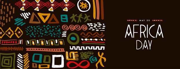 Africa Day may 25 abstract ethnic tribal art banner © Cienpies Design