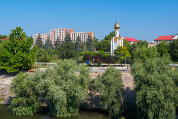 View of Tiraspol from the bridge over the Dniester river, Transnistria (Moldova)