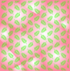 Abstract vector having pink background with green leaves