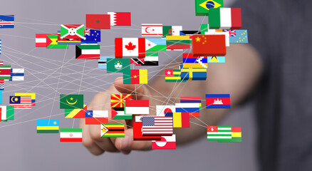 Obraz premium international flags 3d global partner