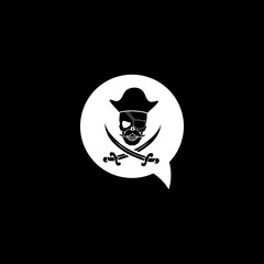 Pirate skull icon isolated on dark background