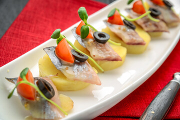 Herring Canape with Potato and Onion