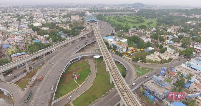 chennai, Kathipara flyover, 4k aerial drone shot, view of the city