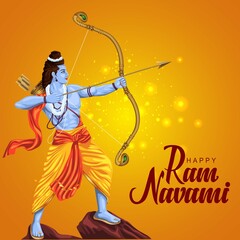 Fototapeta Happy Ram Navami festival of India. Lord Rama with arrow. vector illustration design obraz