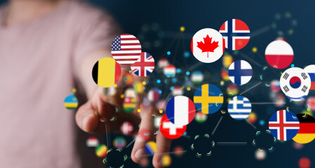 Obraz premium World map with all states and their flags