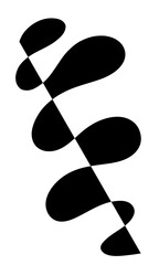 Abstract monochromatic black and white poster in retro flat and minimal style. Amorphous zigzag along the line like fairy chessboard in fictional idea. Great as poster, cover,  flyer or design element