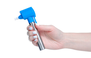 Teeth whitener in hand on white background isolation