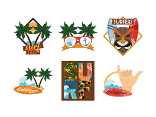 surf icons set