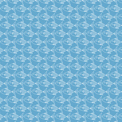 Pattern of white fish on blue background
