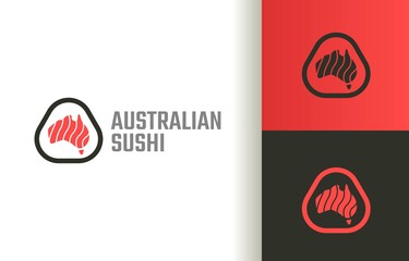 Australian sushi roll restaurant logo company, logo vector template design. Ready to use, easy for edit.