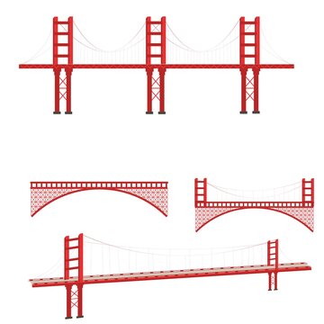 Set of vector images of bridges
