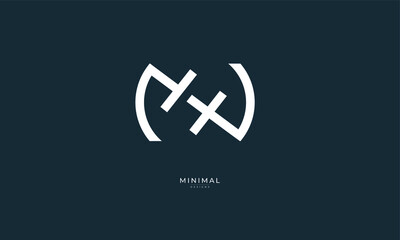 Obraz premium Alphabet letter icon logo NH or HN