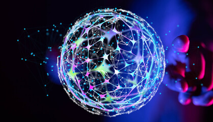 Abstract network of physical devices on the Internet using a network connection with statistics...