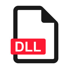 File DLL flat icon isolated on white background. DLL format vector illustration