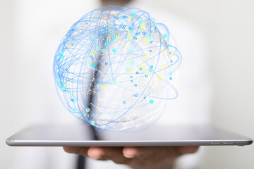 Abstract network of physical devices on the Internet using a network connection with statistics...