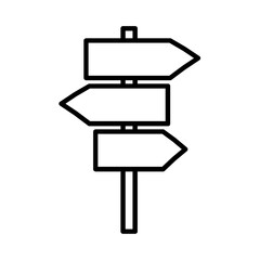 Signpost street vector illustration, road arrow symbol isolated on white background, web pointer