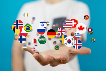 Global communication, international messaging and translation concept