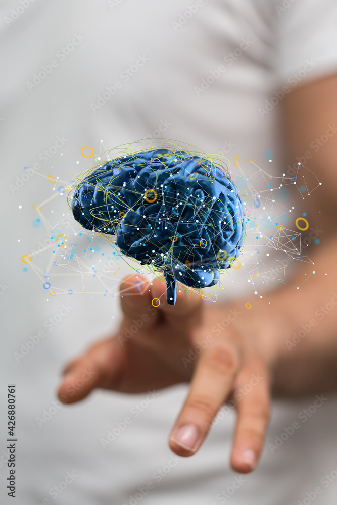 Poster intelligence brain ai digtal 3d artificial intelligence