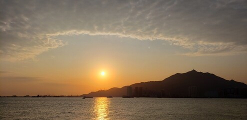 Naklejka na ściany i meble Sunset at the beach Hong Kong Gold Coast