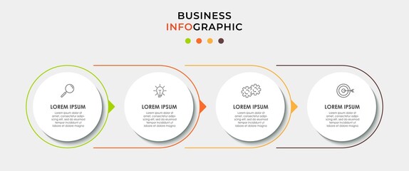 Vector Infographic design business template with icons and 4 options or steps. Can be used for process diagram, presentations, workflow layout, banner, flow chart, info graph