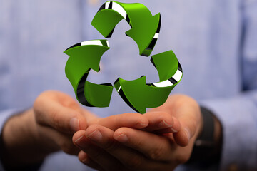 volumetric green recycling sign 3d  digital