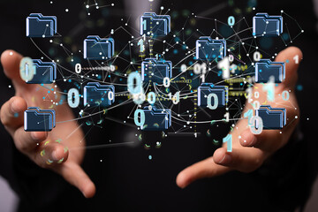 Internet infrastructure concept. Abstract technology background. 3D rendering.