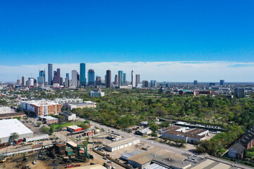 Fototapeta na wymiar Downtown Houston, Texas on a beautiful sunny day - Iconic skyline view of the city