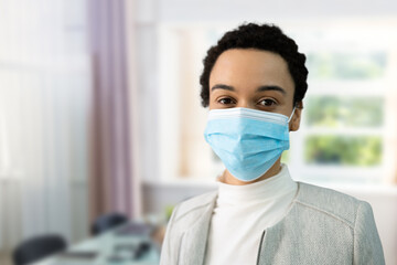 African American Woman Wearing Medical Mask