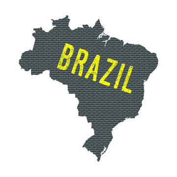 Brezil country map made up of vector text