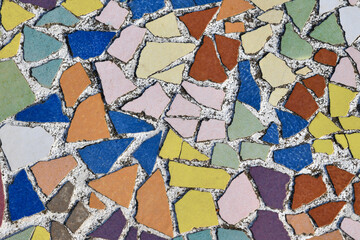 Art ceramic mosaic on the floor, mosaic background