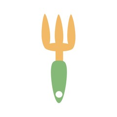 Garden tool small rake Flat vector illustration