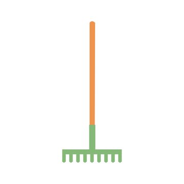 Green rake Flat vector illustration