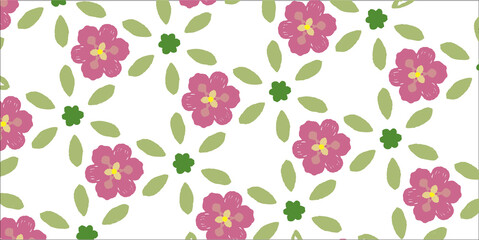 ピンクと緑のフローラルなパターン
