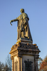 Fototapeta na wymiar Estatua del eclesiástico Manuel Ventura Figueroa en la entrada del Parque de la Alameda, Santiago de Compostela