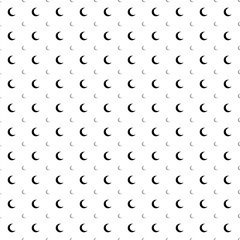 Square seamless background pattern from black moon symbols are different sizes and opacity. The pattern is evenly filled. Vector illustration on white background