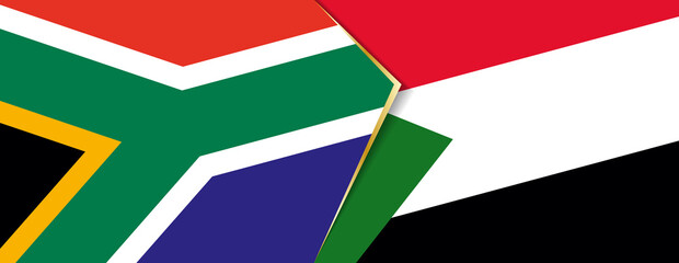 South Africa and Sudan flags, two vector flags.